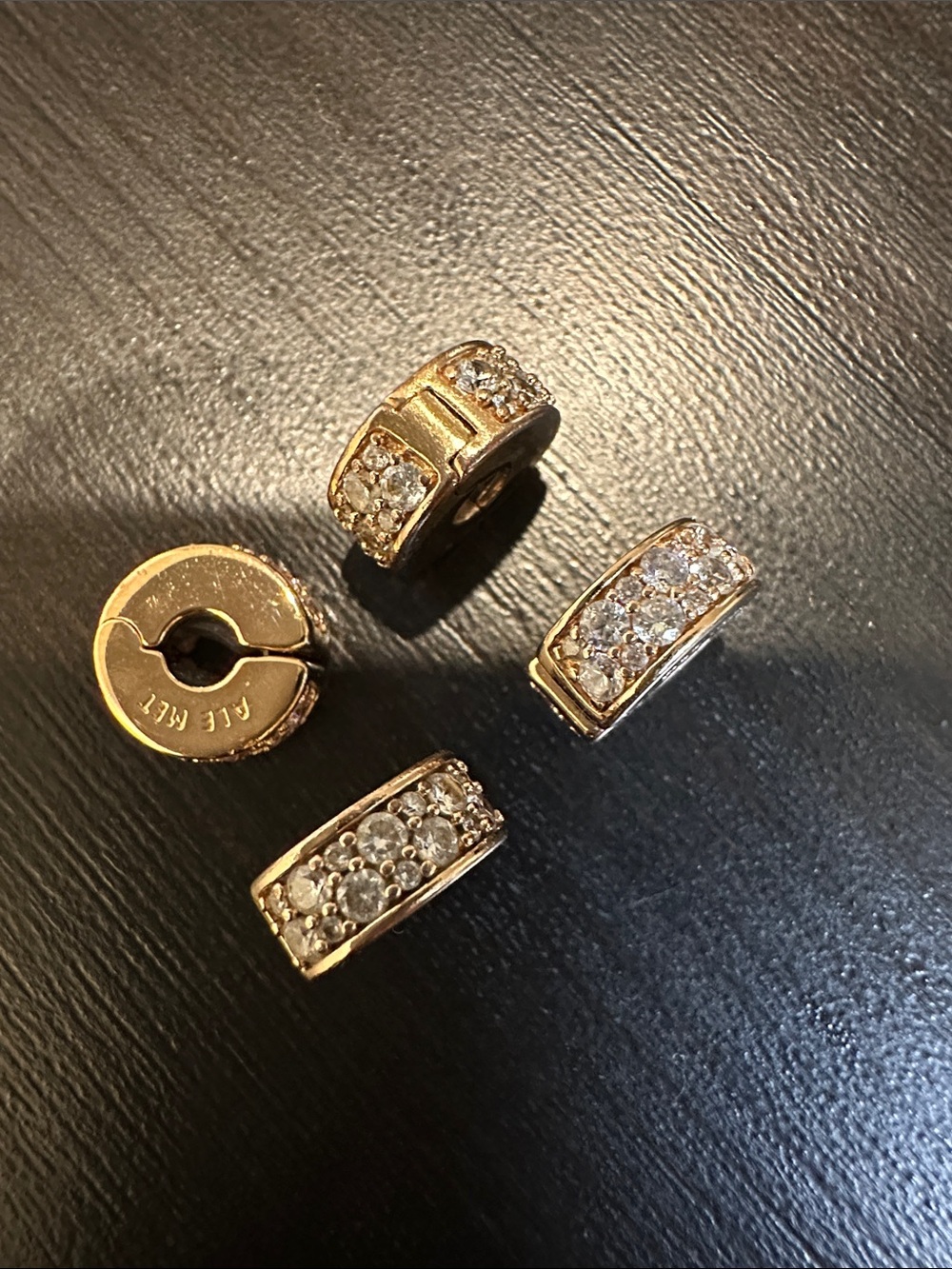 Pandora Gold Crystal Pavé Barrel Charms - Set of 4